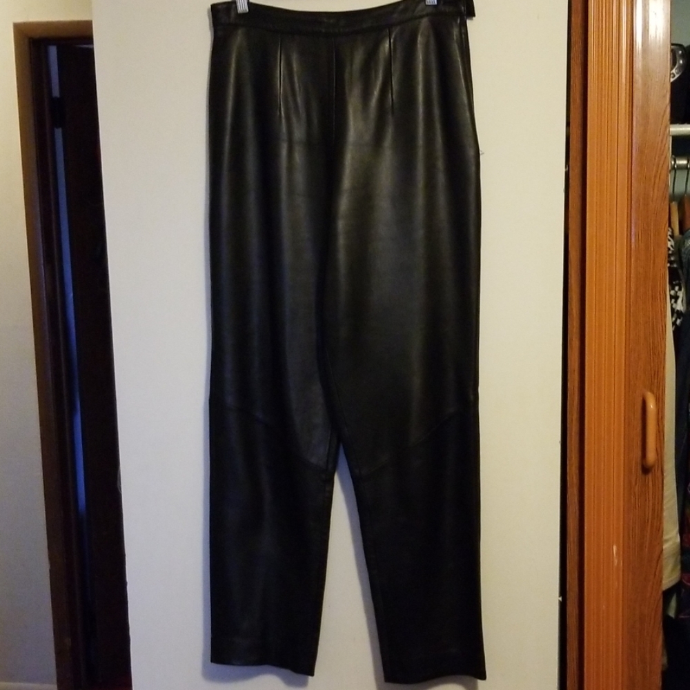 Genuine black leather pants